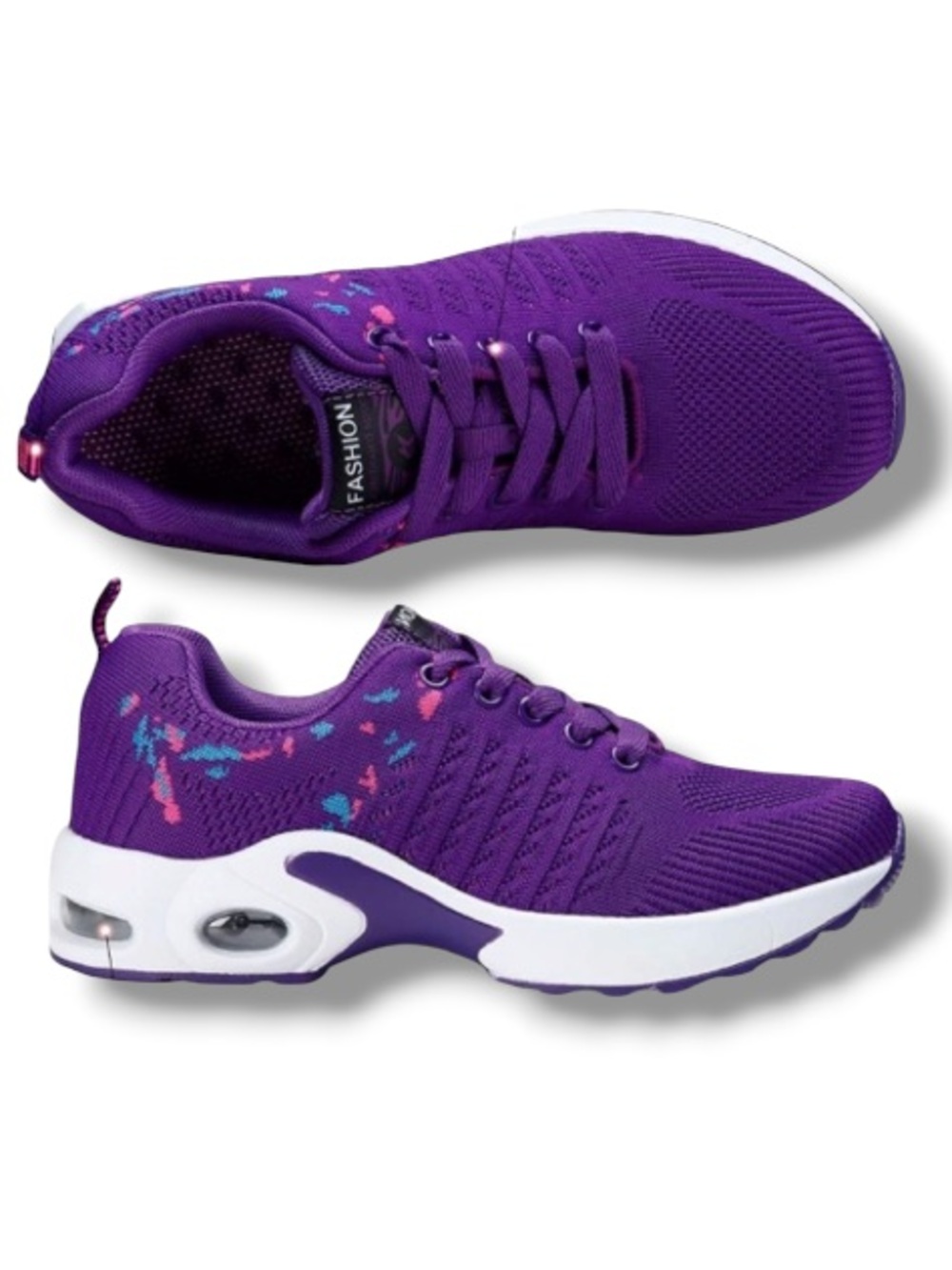 STQ Women’s Knit Lightweight Purple Sneakers Athletic Running Walking Shoes